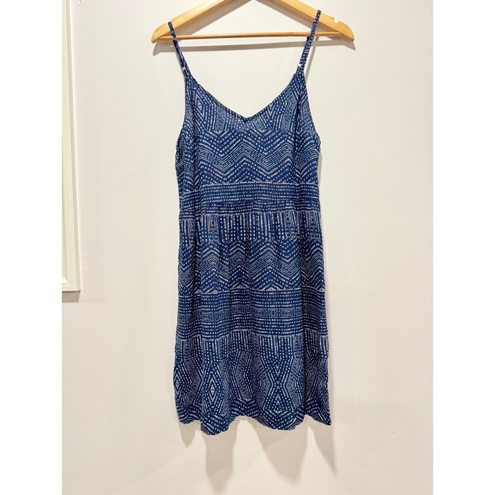 RVCA Blue White Geometric Tribal Print Mini Dress Womens Small Spaghetti Strap